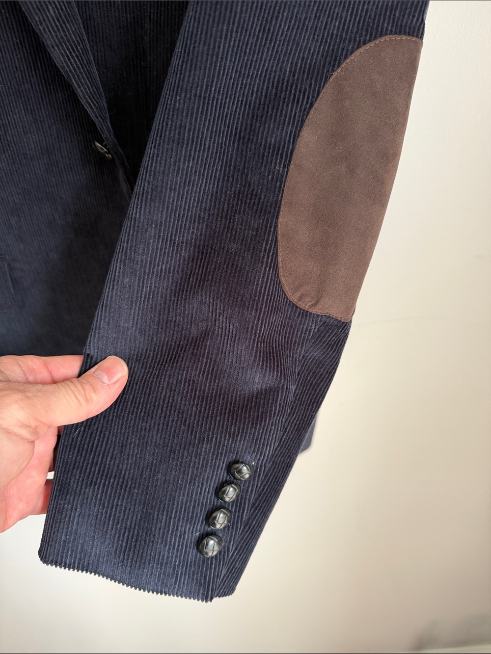 Ralph Lauren Classic Navy Corduroy  Sport-coat with Brown Elbow Patches, 44L